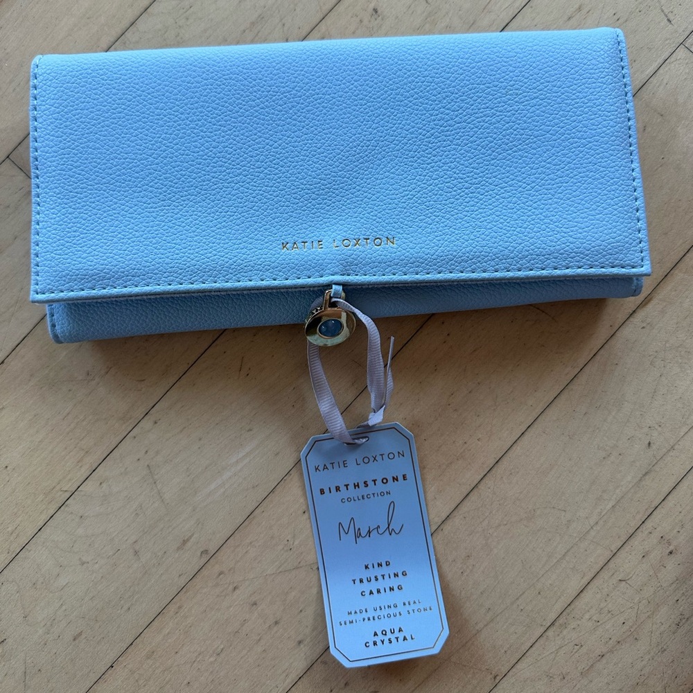 March Travel Jewelry Roll with Aqua Stone